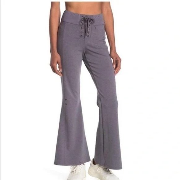 FREE PEOPLE Movement Downhill Flared Sweatpants Deep Sea NWT - Picture 3 of 3